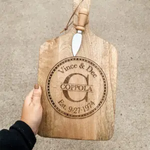 Wood Serving Board - Circle Design w/ Name & Date