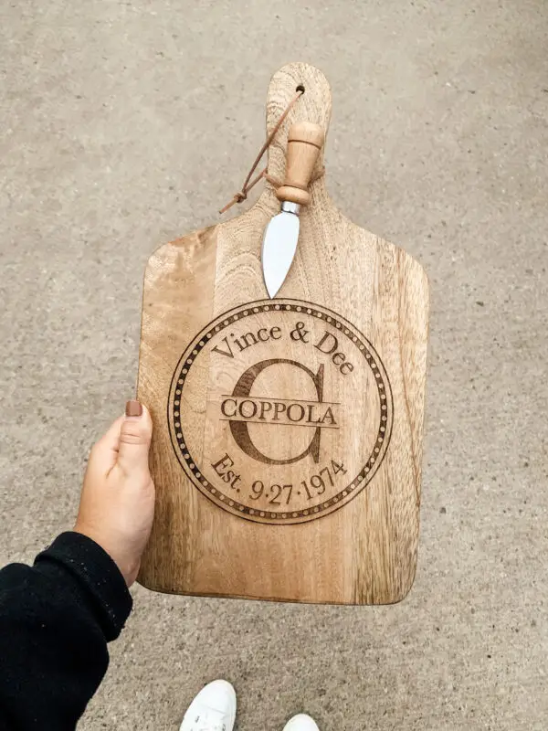 Wood Serving Board - Circle Design w/ Name & Date
