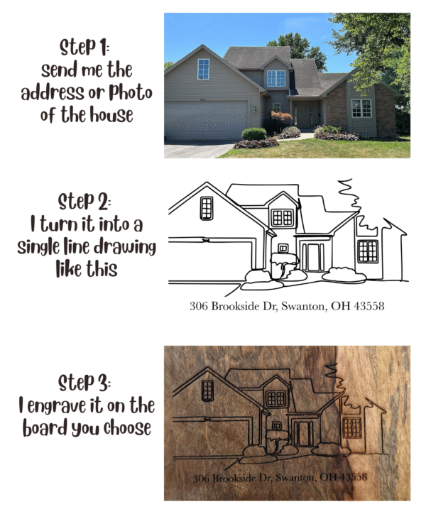 Wood Serving Board - Home Outline + Address - Image 4