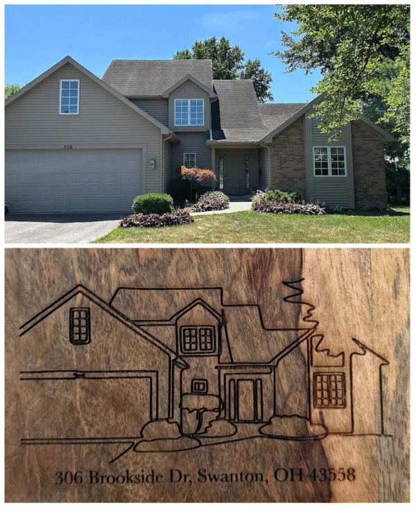 Wood Serving Board - Home Outline + Address - Image 2