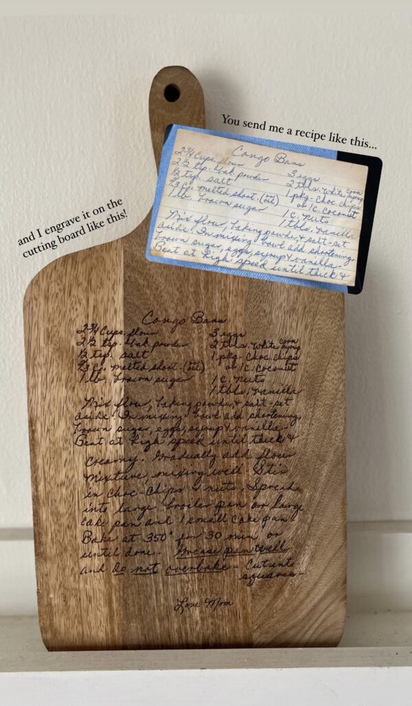 Wood Serving Board - Handwritten Recipe - Image 2