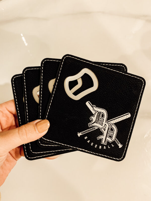 Leather Bottle Opener Coasters - set of 4 - Image 8