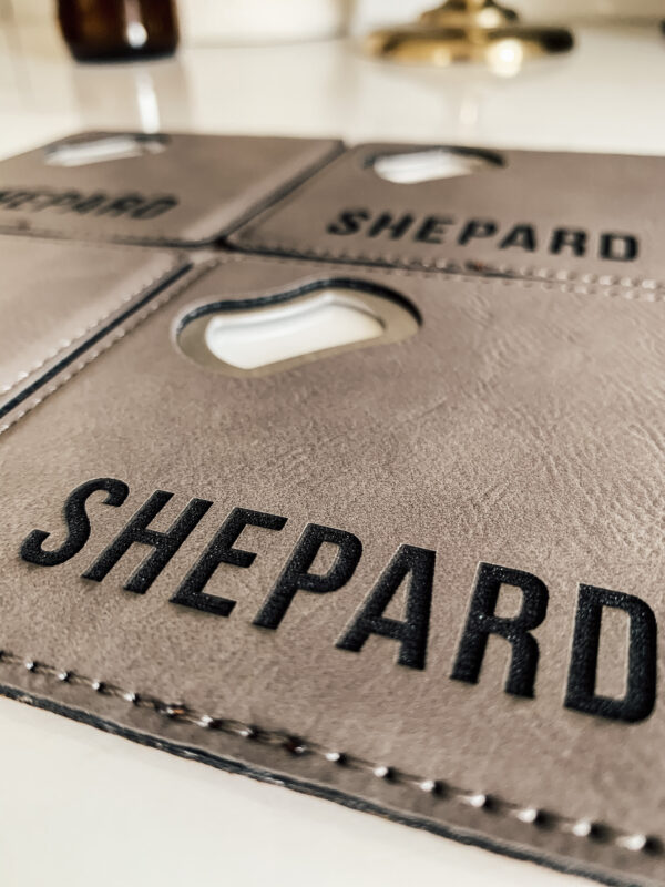 Leather Bottle Opener Coasters - set of 4 - Image 6