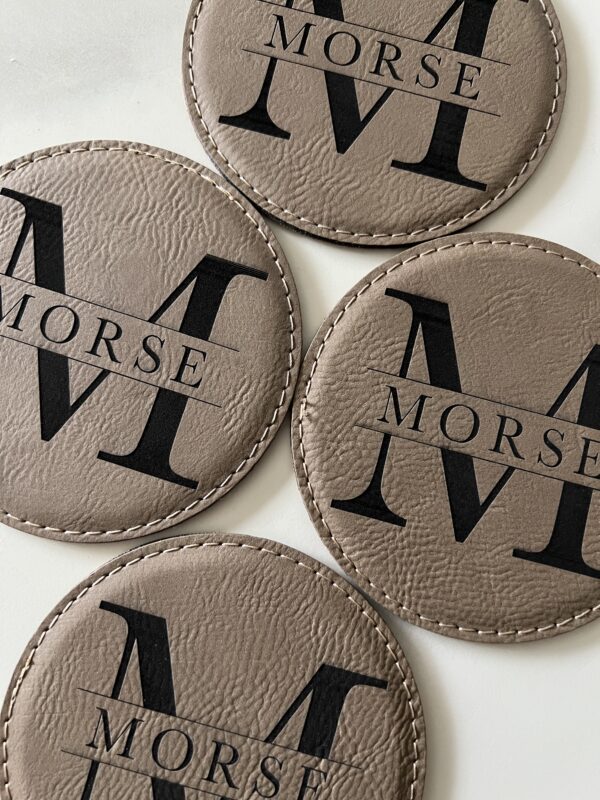 Leather Round Coaster - set of 4 - Image 2