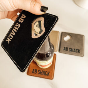 Leather Bottle Opener Coasters - set of 4