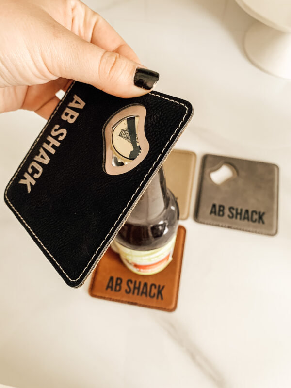 Leather Bottle Opener Coasters - set of 4