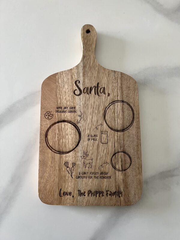 Wood Serving Board - Santa Cookies + Milk - Image 2