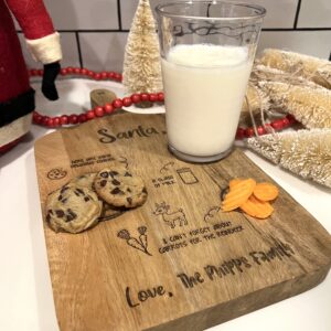 Wood Serving Board - Santa Cookies + Milk