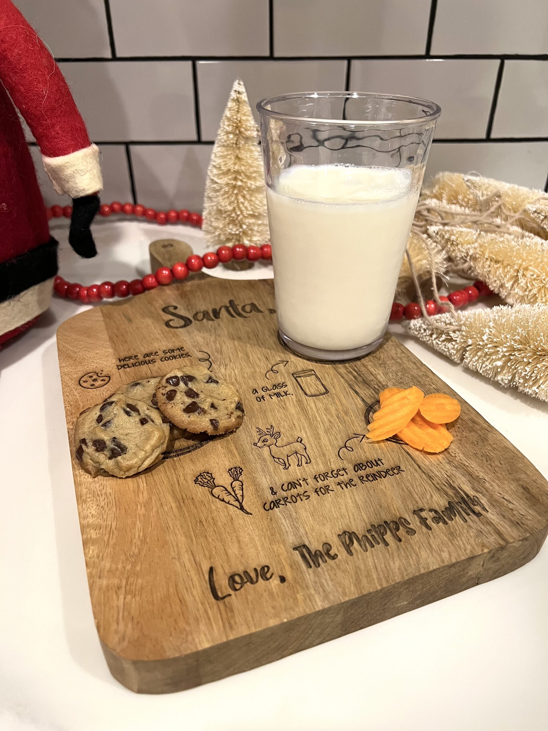 Santa Cookies + Milk Board