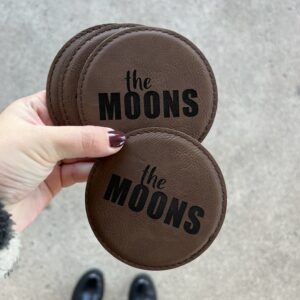 Leather Round Coaster - set of 4