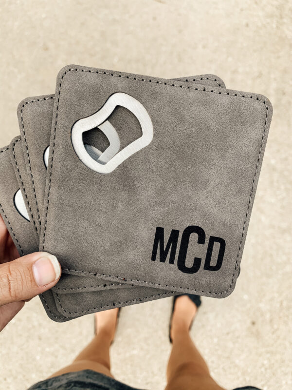 Leather Bottle Opener Coasters - set of 4 - Image 9