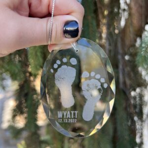 Glass Ornament - Baby Footprints