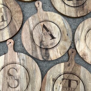 Wood Serving Board - Circle Design w/ Name & Date