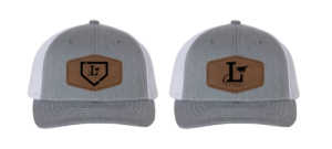 Grey/White Snapback Hat w/ Leather Patch
