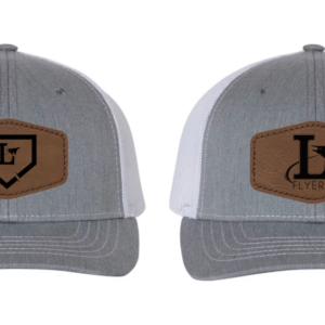 Grey/White Snapback Hat w/ Leather Patch