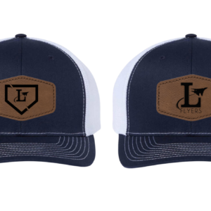 Navy/White Snapback Hat w/ Leather Patch